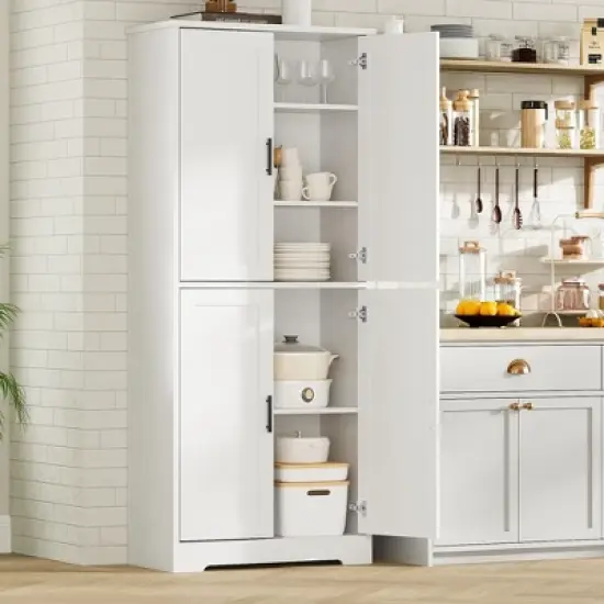 Tall Kitchen Pantry Cabinet, Storage Cabinet with Doors and Adjustable Shelves, Freestanding Large Utility Storage Cupboard image {9}