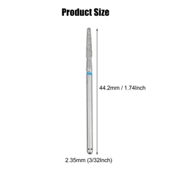 Unique Bargains Emery Nail Drill Bit Set for Acrylic Nails 3/32 Inch Nail Art Tools 44.2mm Length Blue 10 Pcs image {3}