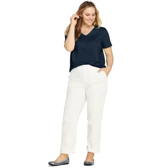 Lands' End Women's Relaxed Supima Cotton Short Sleeve V-Neck T-Shirt image {2}
