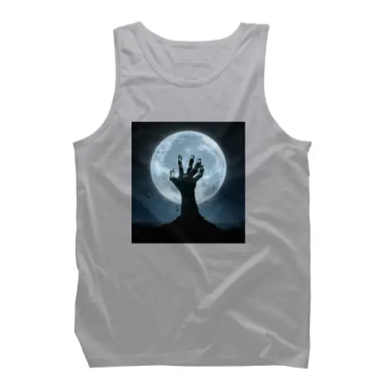 Men's Design By Humans Halloween! Zombie Hand Reaching from Grave T-Shirt By EBCD Tank Top image {8}