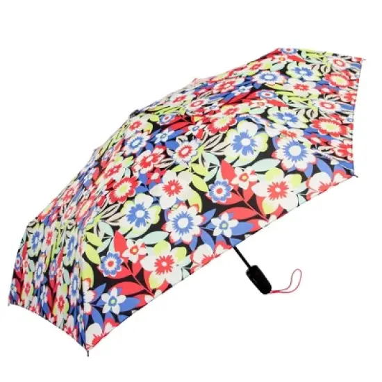 ShedRain Auto Open Auto Close Compact Umbrella - Red Floral image {2}