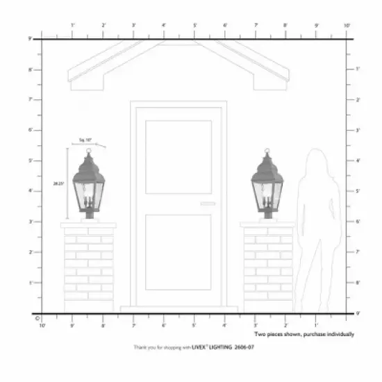 Livex Lighting Exeter 3 - Light Post Light in  Bronze image {1}