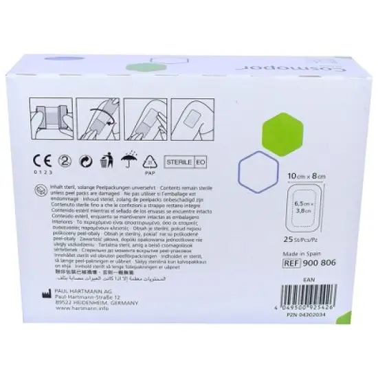 Hartmann Cosmopor Adhesive Wound Dressing, Sterile, 3 1/5 " x 4", 25 Count, 1 Pack image {1}