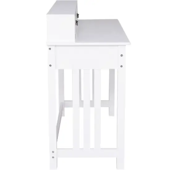 Costway Writing Desk Mission White Home Office Computer Desk 4 Drawer image {8}
