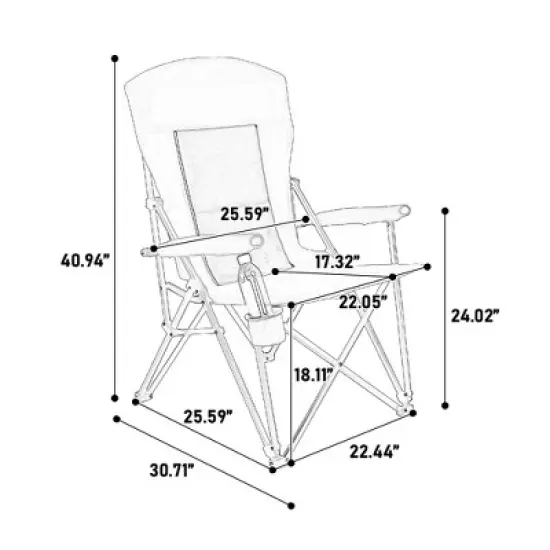 SKRAN Portable Collapsible Chair, Oversized Camping Folding Chair With Sturdy And Durable Frame,Cup Holder,Quad Lumbar Back Easy Storage,For Camping image {2}