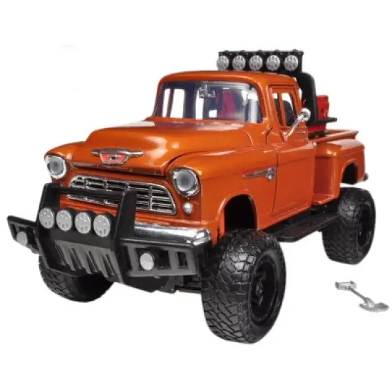 1955 Chevrolet 5100 Stepside Off-Road Pickup Truck Orange 1/24 Diecast Model Car by Motormax image {1}