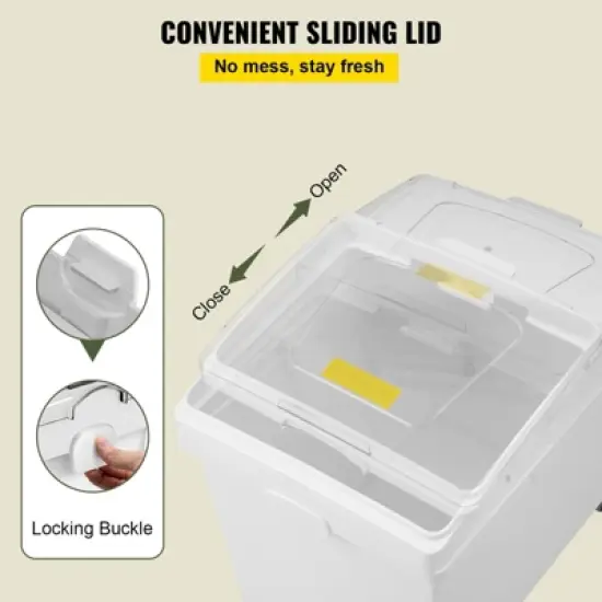 VEVOR Rice Storage Container, 10.5Gallon/40L x3 Capacity Large Dog Food Dispenser Bin, Kitchen Ingredient Grain Cereal Flour Bin, 3 Pack, White image {4}