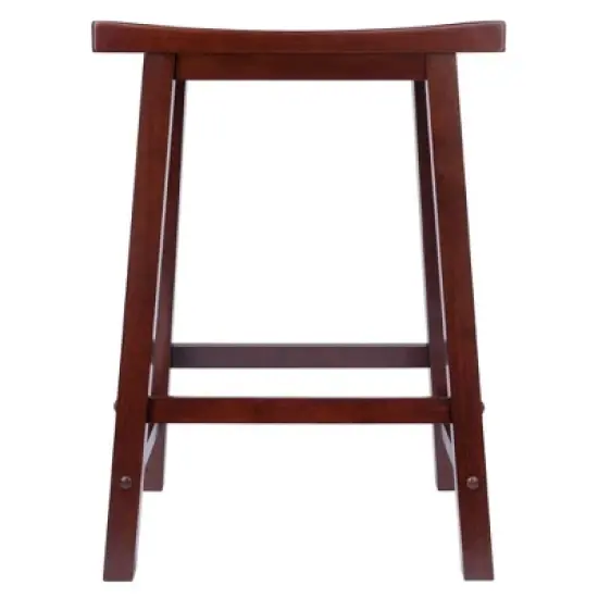Saddle Seat 24" Counter Height Barstool Hardwood/Walnut - Winsome image {1}