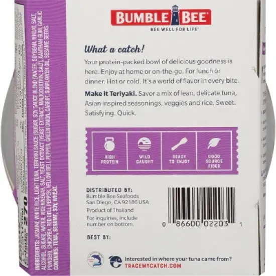 Bumble Bee Quick Catch Teriyaki Rice Tuna Bowl - 6oz image {1}