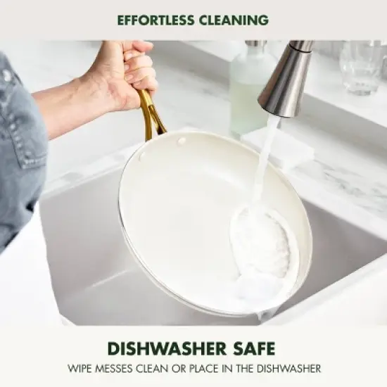 GreenPan Studio 12pc Aluminum Ceramic Nonstick Cookware Set Linen: Lifetime Warranty, Dishwasher-Safe, Non-Induction image {6}