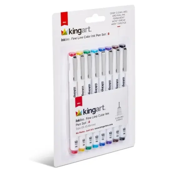 KINGART PRO Inkline Fine Line Pens, 8 Colors, Size 05 image {8}