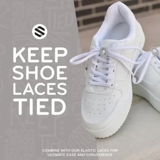 The Original Stretchlace Shoelace Knot Clips &ndash; Grey Shoe Lace Bow Holder Accessory (3 Pair) image {3}