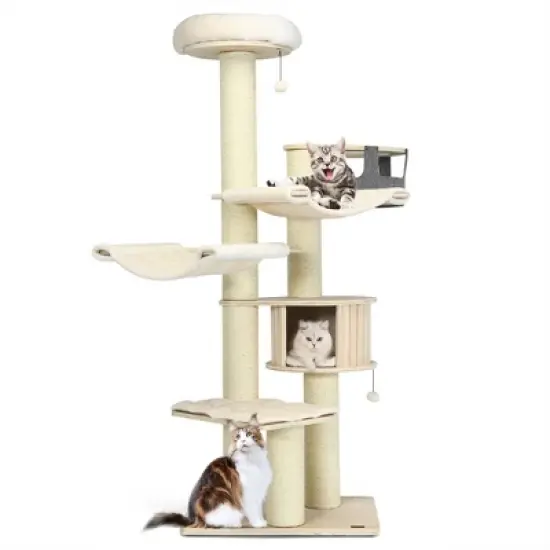 Tangkula 77.5" Cat Tree Condo Multi-Level Kitten Activity Tower w/ Sisal Posts image {9}