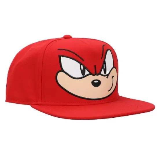 Sonic The Hedgehog Knuckles Big Face Men's Red Snapback Hat image {3}