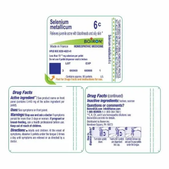 Selenium Metallicum 6C by Boiron Homeopathic Single Medicine For First Aid  -  80 Pellet image {1}