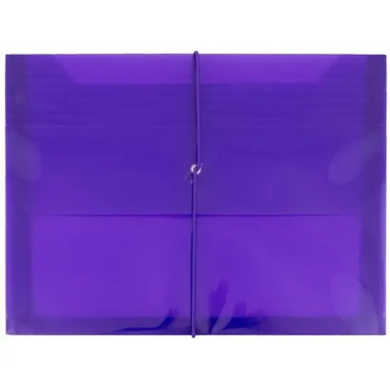 JAM Paper 9 3/4'' x 13'' Plastic Envelopes with 2 5/8" Expansion, Elastic Closure, Letter Booklet - Purple image {4}