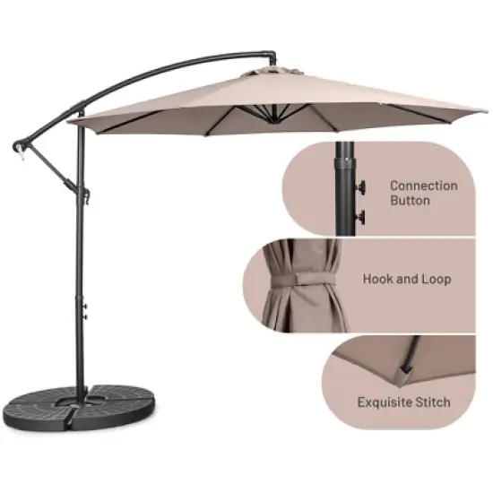 Costway  10 FT Patio Offset Umbrella w/8 Ribs Cross Base Tilt image {8}