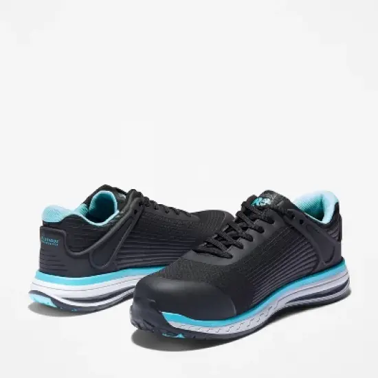 Timberland Women's PRO Drivetrain Comp-Toe Work Shoes, Black Ripstop Nylon/Blue, 9W image {4}