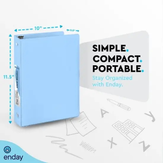 Enday 3 Ring Binder, Round Ring Pastel With Clear View Cover for Letter Size 8.5 x 11'' Paper & 2 Inside Pockets, 4 Pack image {4}