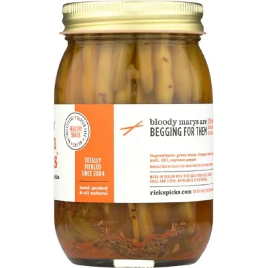 Rick's Picks Mean Beans Spicy Green Bean Pickles - Case of 6/15 oz image {4}