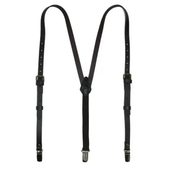 CTM Women's Coated Leather 1/2 Inch Clip-End Suspenders image {3}