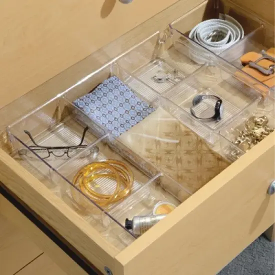 7-Section Plastic Dresser Drawer Organizer - Clear image {4}