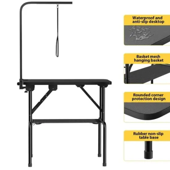LOVMOR Dog Grooming Table,Foldable Pet Grooming Tables at Home with Adjustable Arm,Nooses, Mesh Tray image {3}