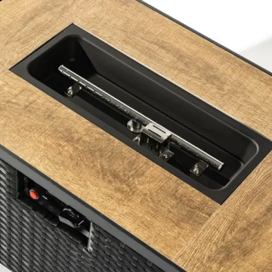 Christopher Knight Home Nathan Modern 50000BTU Steel and PE Rattan Rectangle Propane Fire Pit Table with Tank Holder image {7}