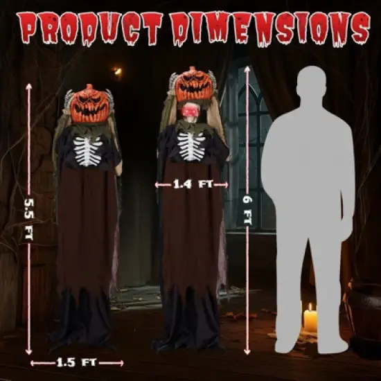 Karl Home 5.6ft Halloween Decorations Outdoor Animatronics Ghost with Pumpkin Head image {4}