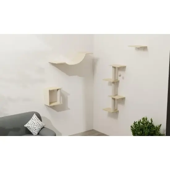 Multipet 4pcs Modern Wall-mounted Climbing Shelf Set image {3}