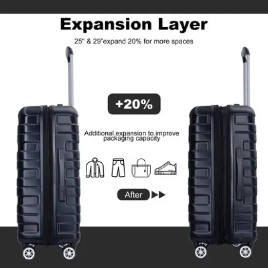 5 PCS Premium Expandable PC Luggage Set with Travel Bag and Toiletry Bag, 360&deg; Spinner Wheels and TSA Lock, 21"+25"+29" - ModernLuxe image {5}