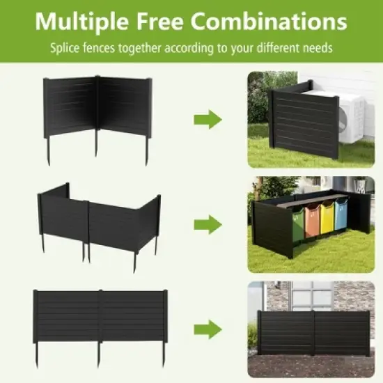 Costway 48"L x 37.5"H Air Conditioner Fence with 3 Ground Stakes Black/White image {6}