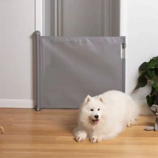 Perma Child Safety 55" Wide x 33" Tall Retractable Baby Gate - 3116 - Gray image {5}