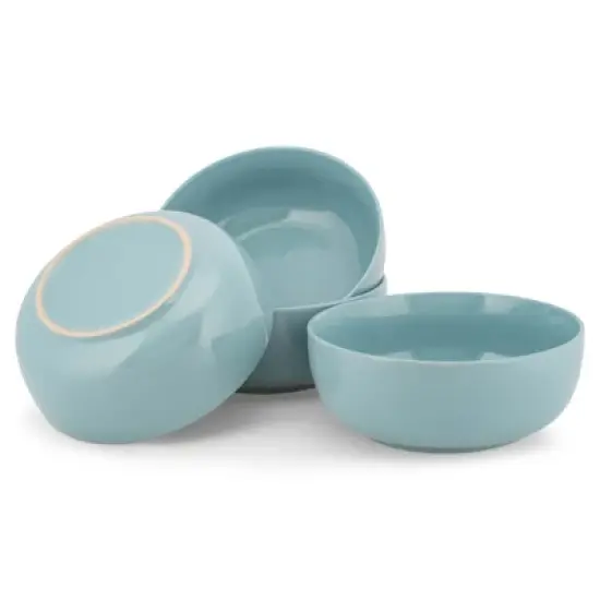 Elanze Designs Bistro Ceramic 7 inch Cereal Salad Bowls Set of 4, Ice Blue image {3}