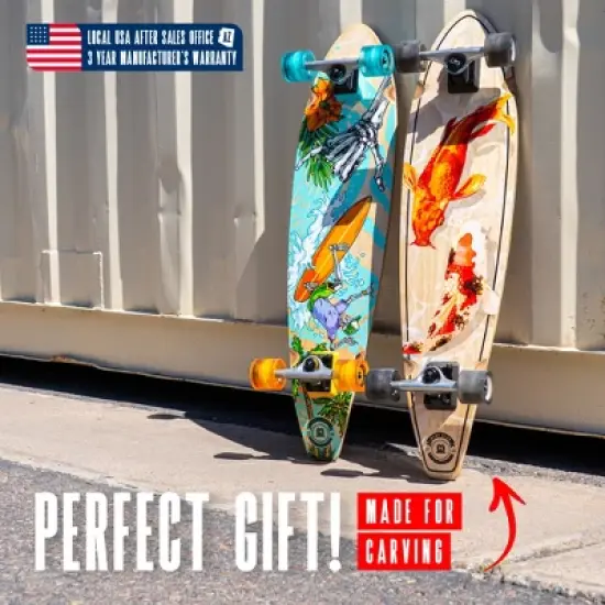 36" Pintail Longboard for Kids & Teens &ndash; Maple Deck, PU Wheels, ABEC-9 Bearings &ndash; Madd Gear image {6}