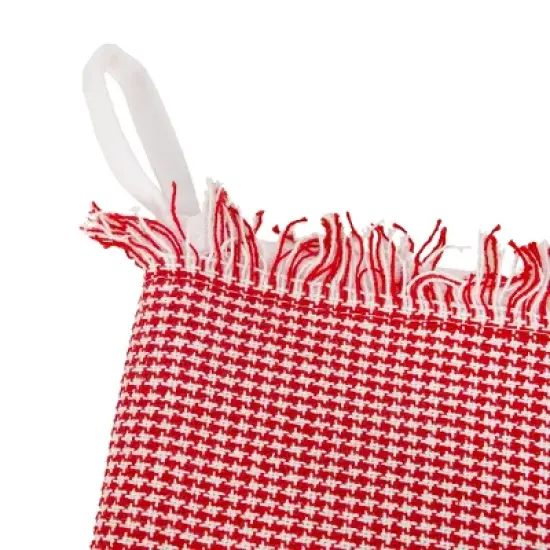 18" Red HGTV Home Collection Plaid Fringe Stripe Cotton Christmas Stocking - National Tree Company image {2}