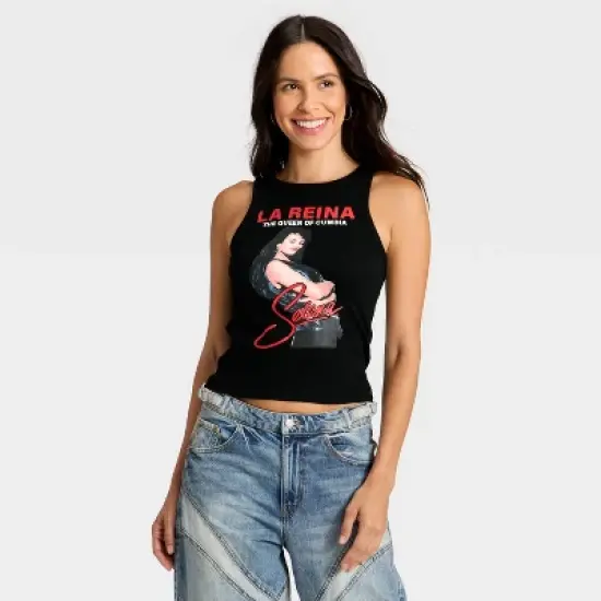 Latino Heritage Month Adult Selena Tank Top - Black image {4}