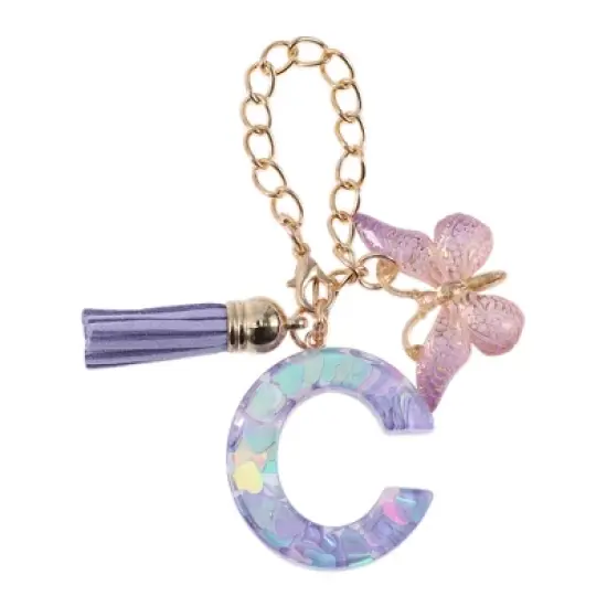 Unique Bargains Heart Sequin Letter C Butterfly Tassel Water Cup Pendant Purple 1 Pc image {5}