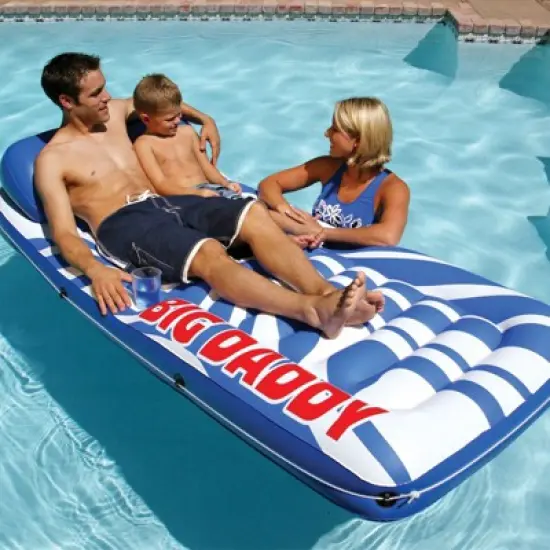 82" Big Daddy Inflatable 1-Person Swimming Pool Lounge - Blue/White image {5}
