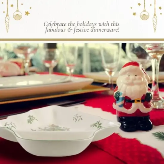 Spode Christmas Tree Chip and Dip Tree-Shaped Dish - 14-Inch Porcelain Holiday Serveware - Dishwasher, Microwave, Freezer Safe image {4}