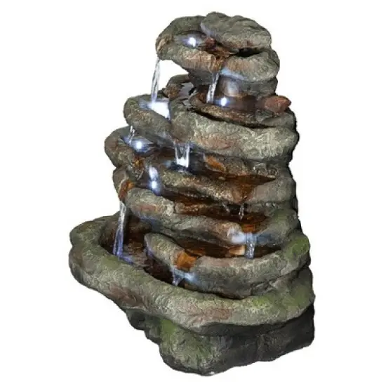 Design Toscano Ribbon Ridge Cascading Waterfall Illuminated Garden Fountain image {1}