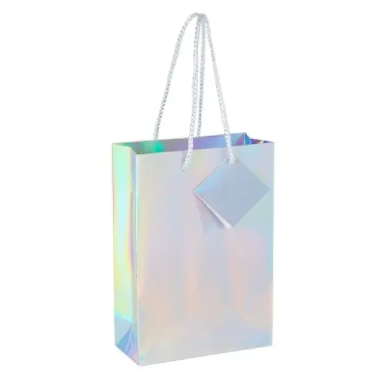 Sparkle and Bash 20 Pack Iridescent Small Gift Bags Bulk Metallic with White Tissue Paper, Holographic, 7.9 x 5.5 x 2.5 In image {7}
