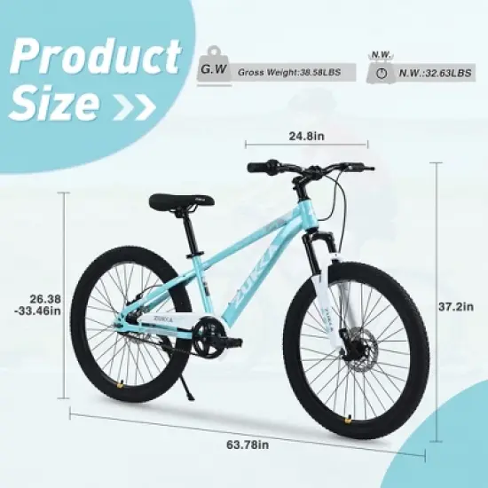 Gulches Elecony Kids Mountain Bike (9-12 Yrs/56-66"), Full Suspension, 21-Speed, Steel Frame, Dual Disc Brakes, 85% Pre-Assembled image {3}