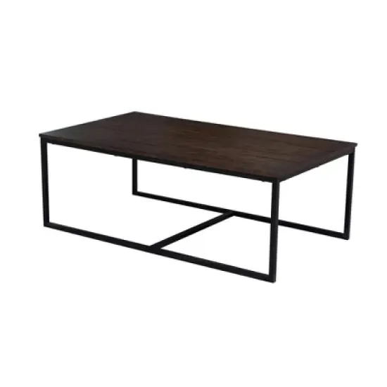 54" Wide Arcadia Acacia Wood Coffee Table Antiqued Mocha - Alaterre Furniture: Industrial, Trestle Base, Stained Wood image {3}