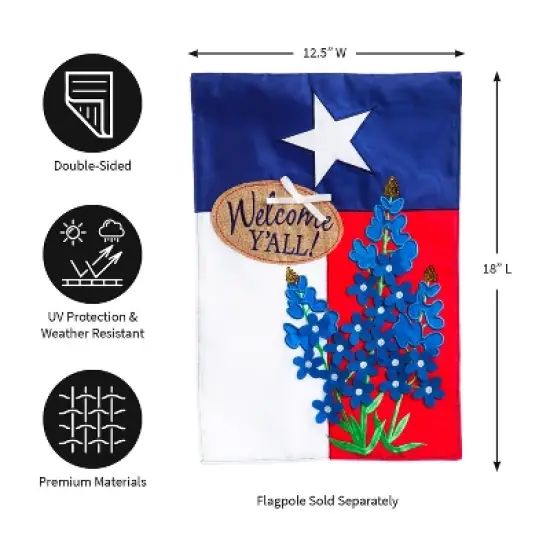 Evergreen Flag Texas Blue Bonnets Garden Applique Flag image {1}
