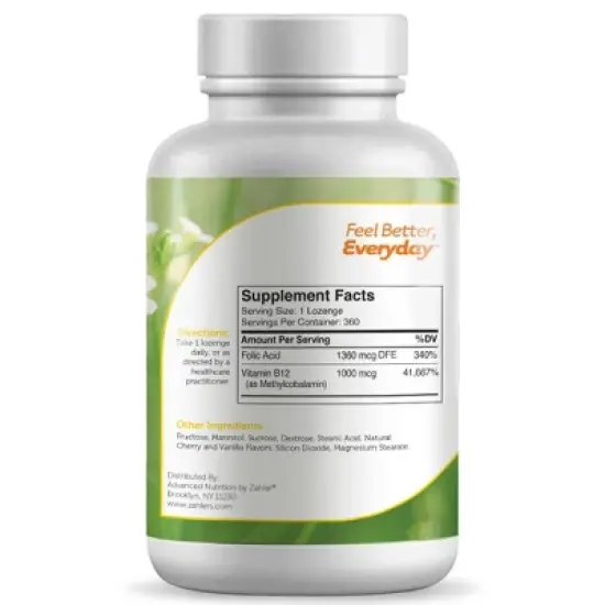 Zahler B12 Energizer, A Potent Energy Supplement using Vitamin B12 Methylcobalamin, Certified Kosher Natural Cherry Flavor Lozenges - (360 Count) image {2}