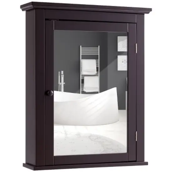 Tangkula Bathroom Wall Mounted Cupboard Mirrored Storage Cabinet Adjustable Shelf image {1}