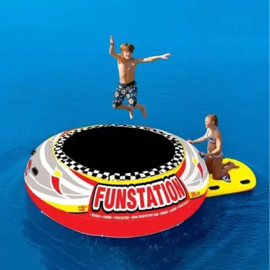 Sportsstuff Funstation 10 Foot PVC Inflatable Water Trampoline Kids Jump Bouncer image {2}