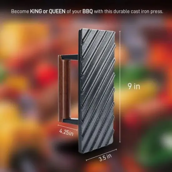 Bellemain Bacon Press Rectangle Heavy-Duty Cast Iron Grill Press for Perfectly Seared Bacon, Steak & Sandwiches image {3}