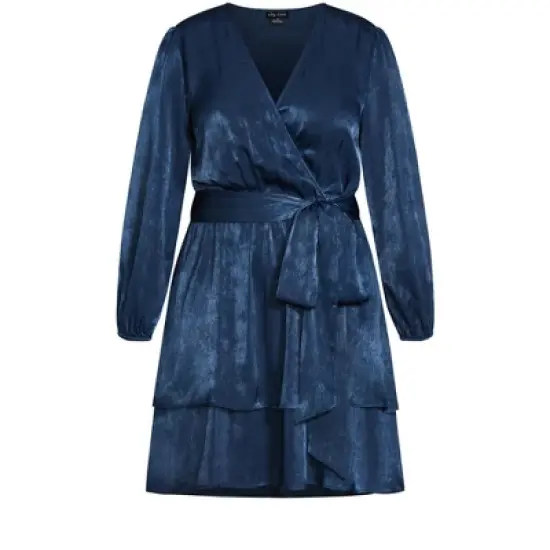 Women's Plus Size Twisted Ruffle Dress - Navy | CITY CHIC image {3}